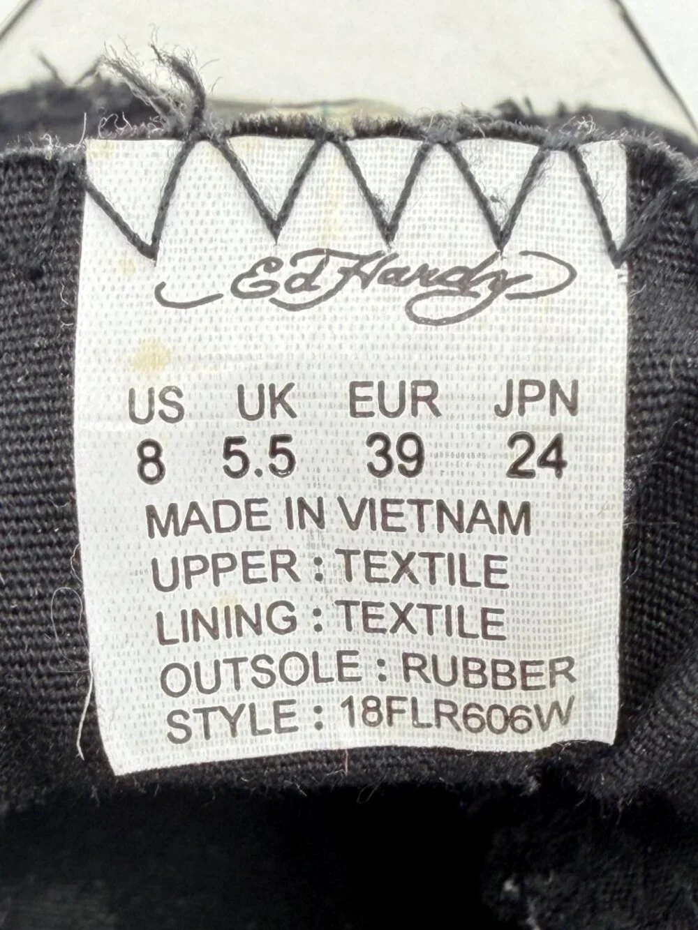 VTG Ed Hardy Black Tattoo Print Canvas Sneakers 8 | Y2K Skater Grunge Streetwear
